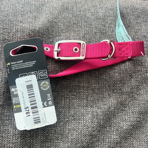 HAMILTON Single-Thick Nylon Deluxe Dog Collar AND PetLit Light 20" x 3/4" Pink - Picture 6 of 6